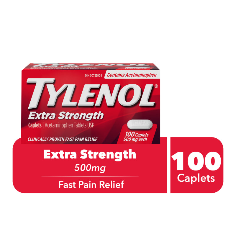 TYLENOL ACETAMINOPHEN CAPLETS EXTRA-STRENGTH 500 mg 100/BOTTLE