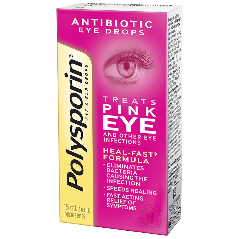 POLYSPORIN ANTIBIOTIC PINK EYE & EAR DROPS - 15 mL